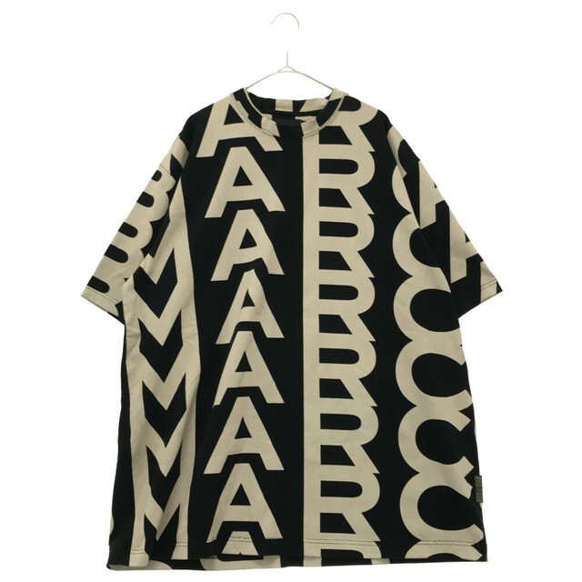 MARC JACOBS マークジェイコブス 23SS MONOGRAM BIG TEE モノグラム総柄 オーバーサイズ 半袖Tシャツ カットソー C602P26SP22 ブラック/ホワイト52センチ袖丈