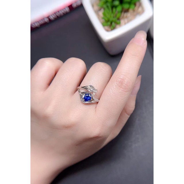 天然 ブルーサファイア ダイヤ リング0.65ct k18 ¥ - リング(指輪)