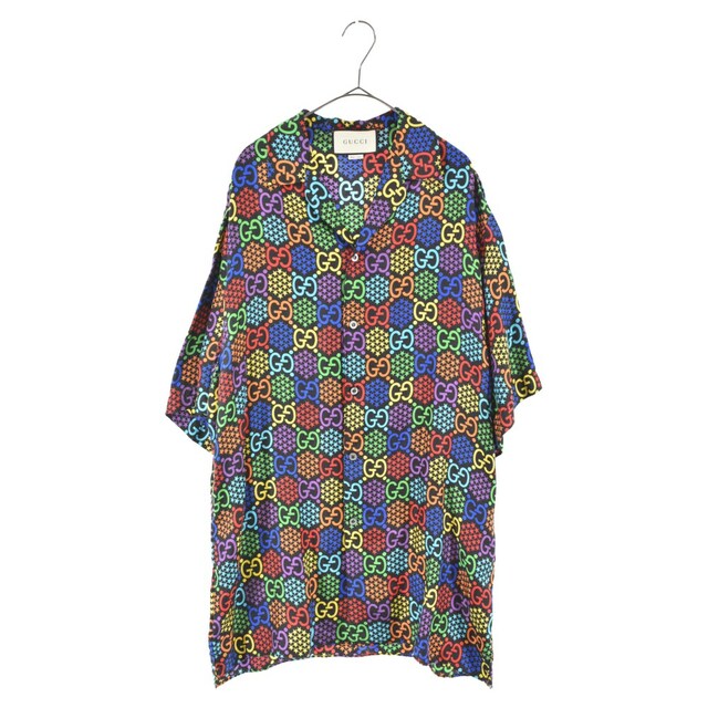 Gucci(グッチ)のGUCCI グッチ 20SS Psychedelic GG Print S/S SHIRT 601604 ZADGM サイケデリック GG総柄 開閉シルク半袖シャツ マルチ メンズのトップス(シャツ)の商品写真