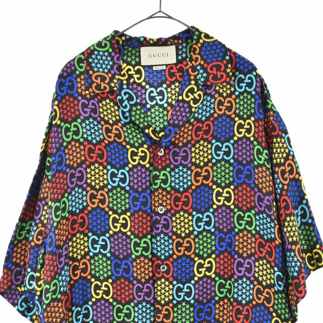 Gucci(グッチ)のGUCCI グッチ 20SS Psychedelic GG Print S/S SHIRT 601604 ZADGM サイケデリック GG総柄 開閉シルク半袖シャツ マルチ メンズのトップス(シャツ)の商品写真