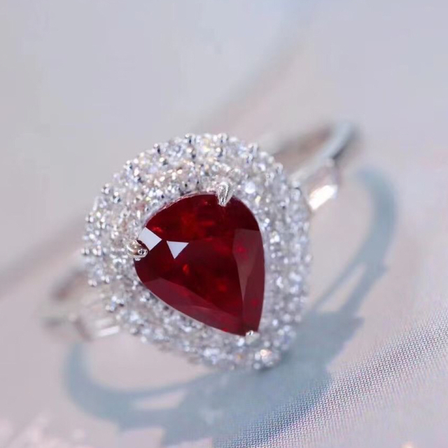 天然 ルビー ダイヤモンド リング 1.08ct k18 ¥ピアス