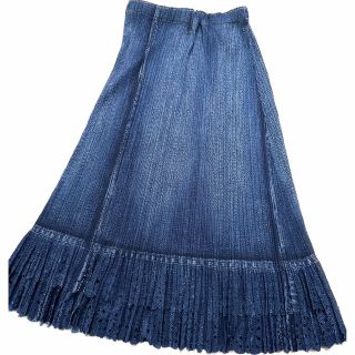 【希少品】PLEATS PLEASE イッセイミヤケ2009 デニム転写スカート