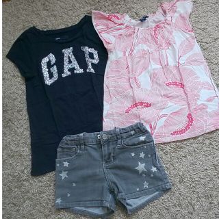 ギャップキッズ(GAP Kids)の【Gap Kids】女の子 半袖 トップス ショートパンツ 3枚セット 120㎝(Tシャツ/カットソー)