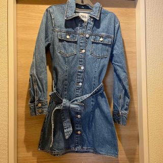 ザラ(ZARA)のZARA、デニムワンピ、Sサイズ(ミニワンピース)