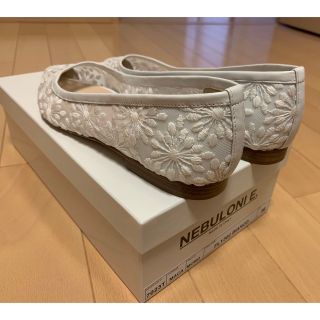NEBULONI E. - NEBULONI E. レースフラットパンプス ホワイト36の通販