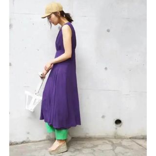 アメリヴィンテージ(Ameri VINTAGE)のAmeri LAKE CURVE TRICOT RIB DRESS(ロングワンピース/マキシワンピース)