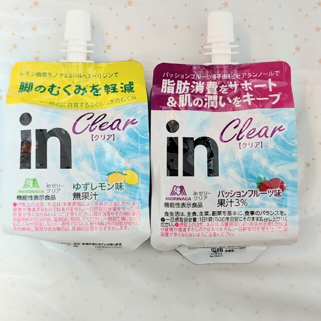 森永製菓(モリナガセイカ)の森永製菓 inゼリークリア ゆずレモン味 パッションフルーツ味 2種×4個 8個 食品/飲料/酒の飲料(その他)の商品写真