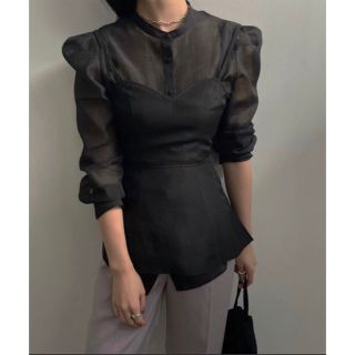 アメリヴィンテージ(Ameri VINTAGE)のBUSTIER LAYERED SHEER SHIRT AMERI(シャツ/ブラウス(長袖/七分))