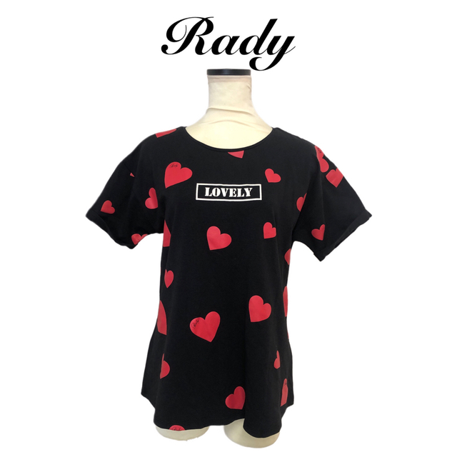 Rady(レディー)のRady LOVEY ハート Tシャツ Fサイズ ブラック  レディースのトップス(Tシャツ(半袖/袖なし))の商品写真