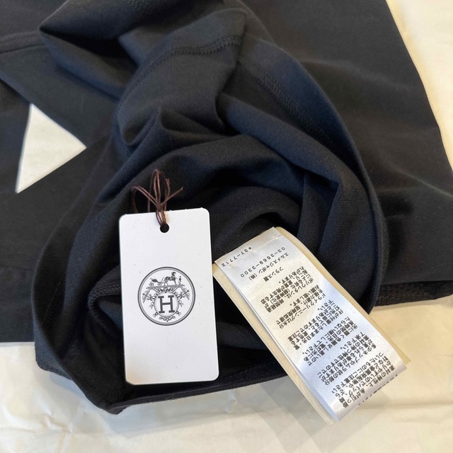 【新品未使用】エルメス Tシャツ 刺繍入りポケット 34 ブラック