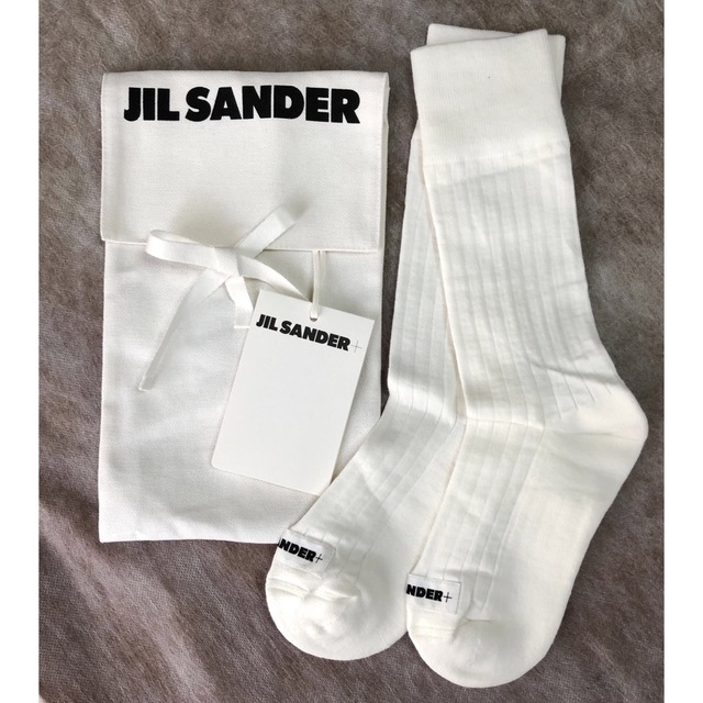 JIL SANDER - JIL SANDER+ ジルサンダー ロゴ 靴下 白 未使用 JIL SANDER - JIL SANDER+ ジルサンダー ロゴ 靴下 白 未使用