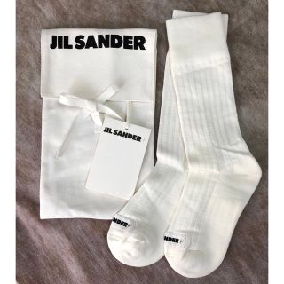 ジルサンダー(Jil Sander)のJIL SANDER＋　ジルサンダー　ロゴ　靴下　白　未使用　サンダルにも(サンダル)