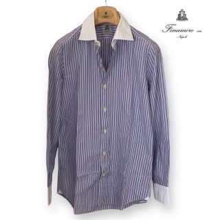 シルバーグレー サイズ Finamore/クレリック/コットンストライプシャツ