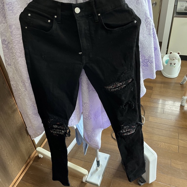 キムタク着用 私物 amiri バンダナ mx1 サイズ28 デニム ブラック-
