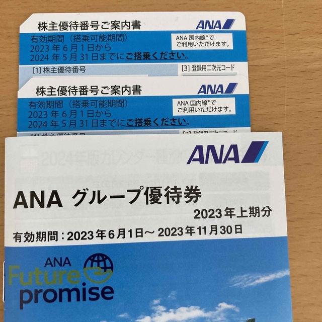 ANA(全日本空輸)(エーエヌエー(ゼンニッポンクウユ))のANA 株主優待券2枚+グループ優待券1冊 チケットの優待券/割引券(その他)の商品写真