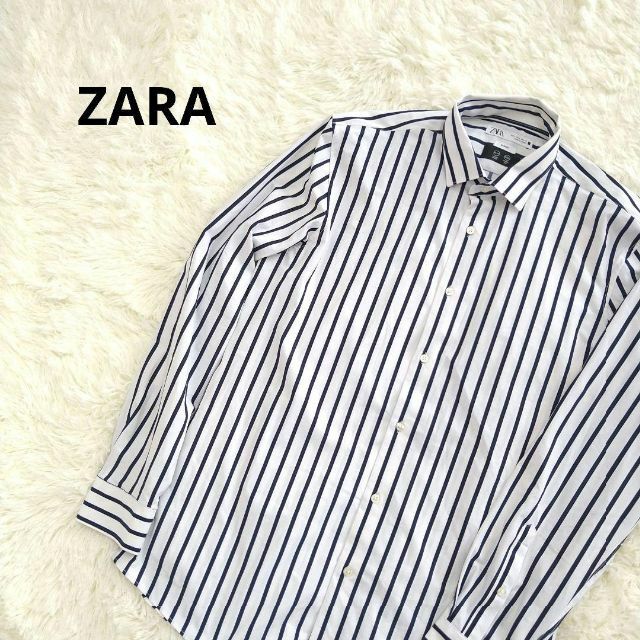 ZARA(ザラ)の【古着】ZARA ストライプシャツ　スリムフィット　L メンズのトップス(シャツ)の商品写真