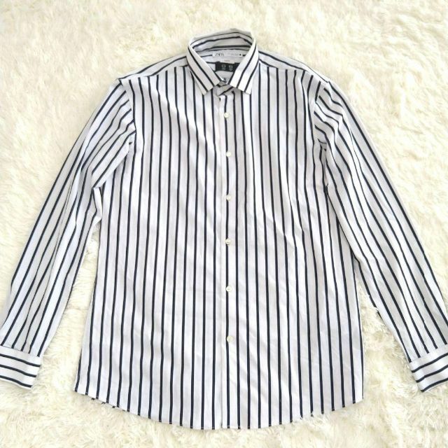 ZARA(ザラ)の【古着】ZARA ストライプシャツ　スリムフィット　L メンズのトップス(シャツ)の商品写真