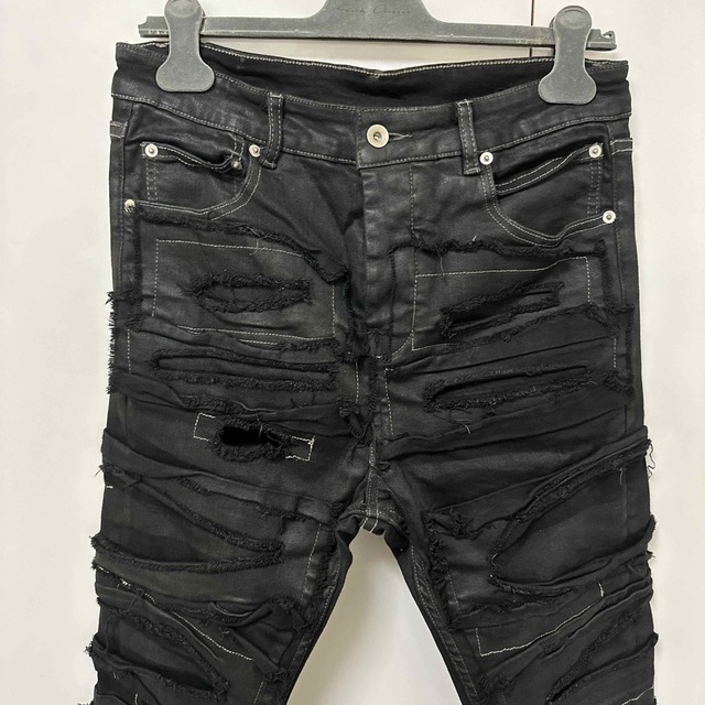 Rick Owens(リックオウエンス)のダメージ/コーティング加工　デニムパンツ　size:M&L メンズのパンツ(デニム/ジーンズ)の商品写真