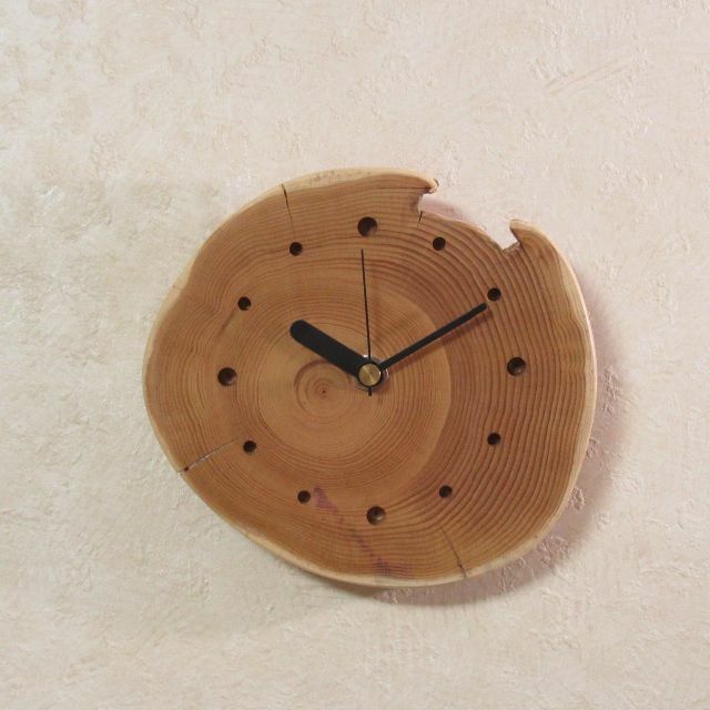 縁起の良い木【いちい（一位）輪切り】木製時計8（掛け時計）