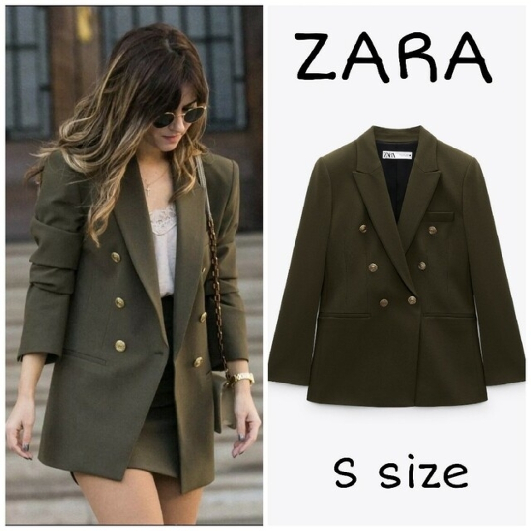 ZARA - ZARA テーラードボタンブレザー Sサイズ カーキの通販 by ZARA - ZARA テーラードボタンブレザー Sサイズ カーキの通販 by