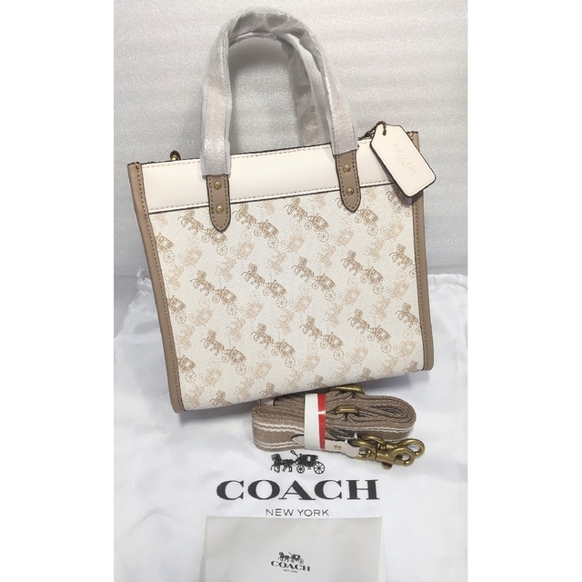 レディース●新品 未使用 COACH コーチ トートバッグ 馬車柄 オフホワイト