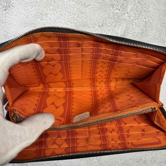 エルメス 長財布 アザップ シルクイン ロング オレンジ ラウンド EO591