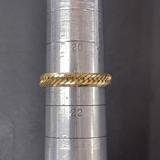 中古品】 K18 12面トリプル 喜平リング(細) 21号3.1g [174