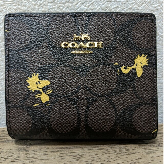 新品★スヌーピーコラボ【COACH】折り畳み財布 ウッドストック PEANUTS