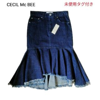 未使用　CECIL McBEE　デニム　フレア　スカート(ひざ丈スカート)