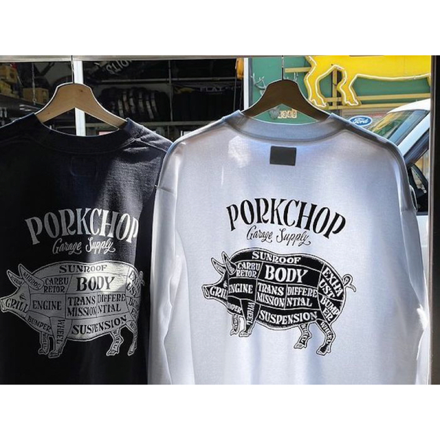 PORKCHOP ポークチョップ　PORK BACK TEE ホワイト　Lサイズ