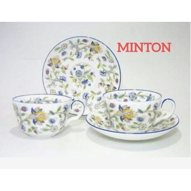 MINTON(ミントン)　英国製 ハドンホールブルー　ティーカップ&ソーサー