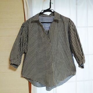 ヴィス(ViS)の【値下¥550→¥480】VIS　白黒ギンガムチェック七分袖Mサイズ(シャツ/ブラウス(長袖/七分))