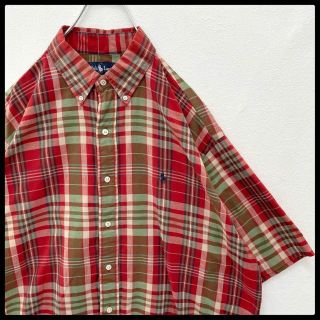 ポロラルフローレン(POLO RALPH LAUREN)の【当時物】ポロラルフローレン　90s　 ボタンダウン　チェック柄　半袖シャツ　Ｌ(シャツ)