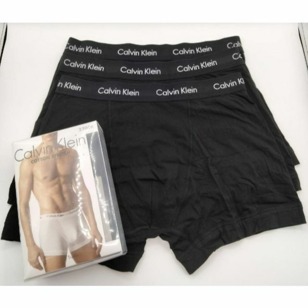 Calvin Klein(カルバンクライン)の【Ｍサイズ】カルバンクライン コットンストレッチ ボクサー 黒 3枚 メンズのアンダーウェア(ボクサーパンツ)の商品写真