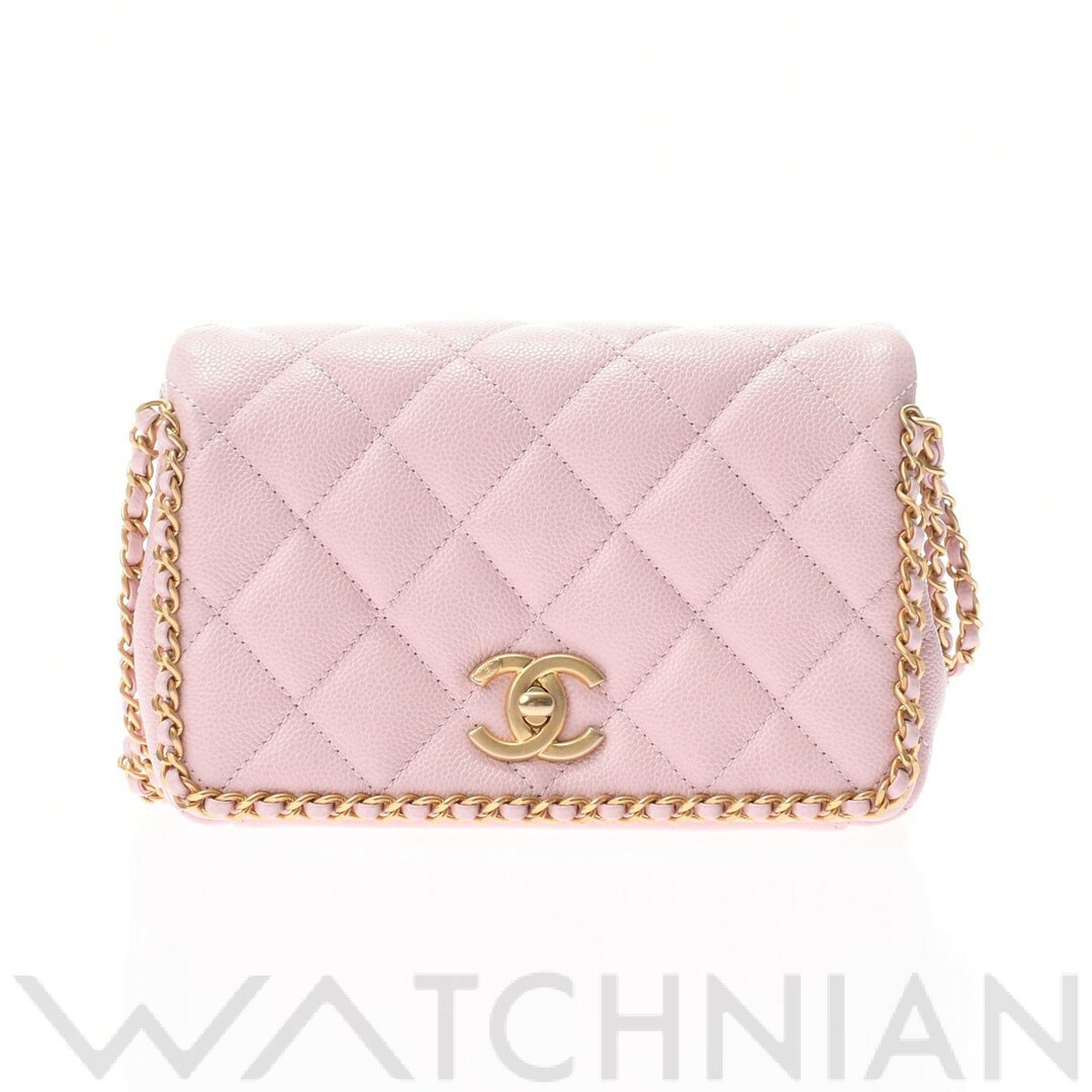 未使用 シャネル CHANEL AS3467 ランダム品番 レディース ショルダーバッグ マトラッセ ピンク /ゴールド金具 ソフトカーフスキン