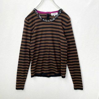 ソニアリキエル(SONIA RYKIEL)のこだわりの逸品　ソニアリキエル　スパンコール　リボン　ボーダー　長袖ニット　M(ニット/セーター)