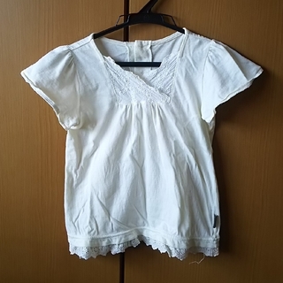 レースブラウス風Tシャツ オフホワイト110cm(Tシャツ/カットソー)