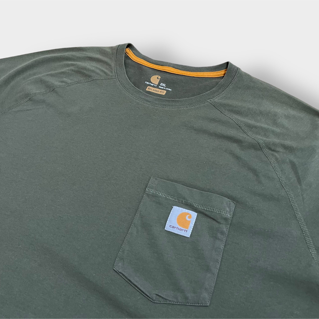 carhartt(カーハート)の【Carhartt】2XL ビッグサイズ ポケットTシャツ ラグラン カーキ メンズのトップス(Tシャツ/カットソー(半袖/袖なし))の商品写真
