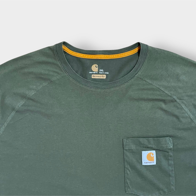 carhartt(カーハート)の【Carhartt】2XL ビッグサイズ ポケットTシャツ ラグラン カーキ メンズのトップス(Tシャツ/カットソー(半袖/袖なし))の商品写真