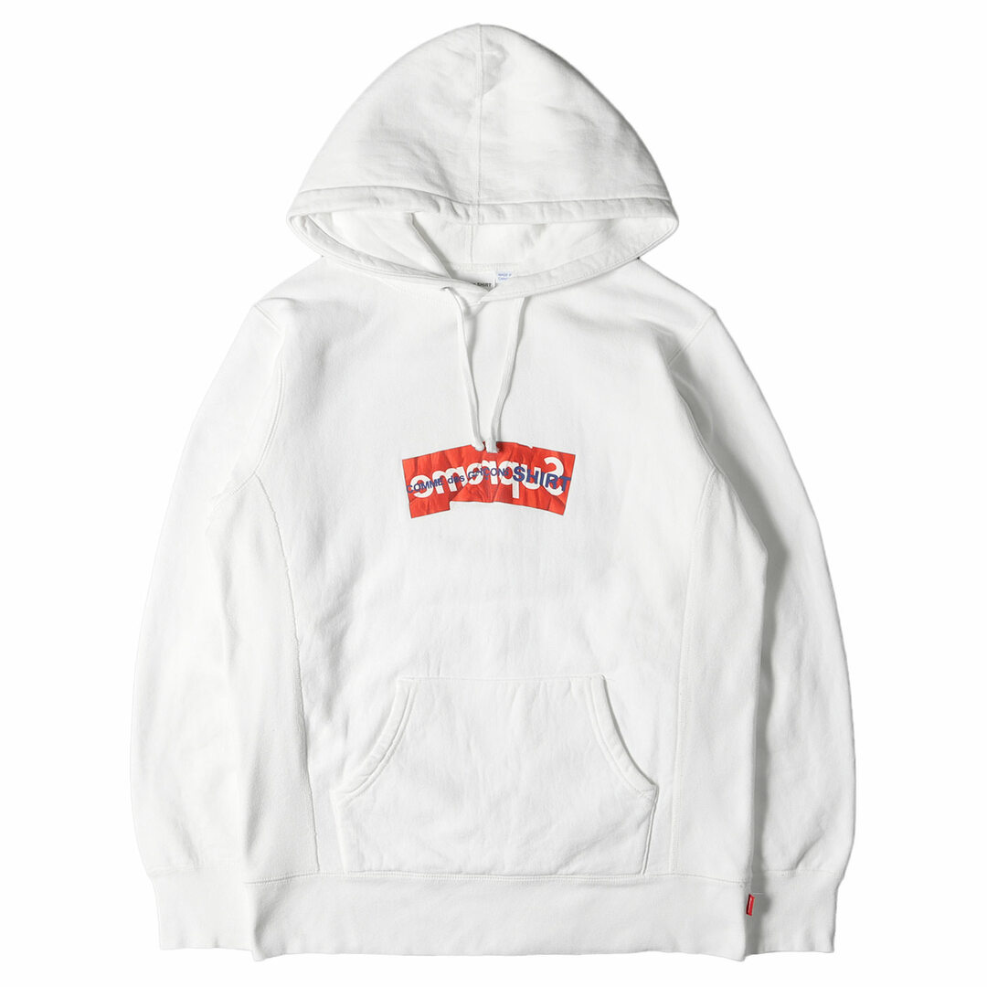 supreme comme des garçon パーカー 白 L