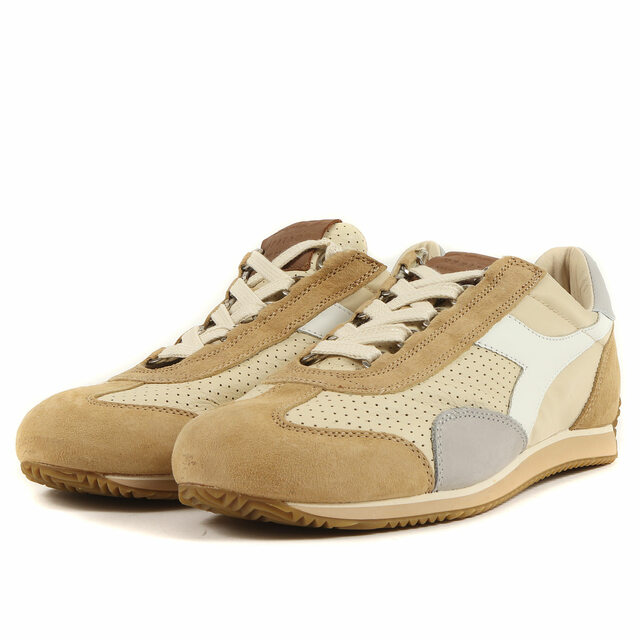 diadora ディアドラ サイズ:25.5cm パンチング スエード レザー スニーカー Equipe ITALIA ローカット HERITAGE ヘリテージ ベージュ US7.5 イタリア製 ブランド シューズ 靴 ブランド【メンズ】