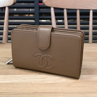 シャネル(CHANEL)の未使用 シャネル ココマーク 2つ折り財布 キャビアスキン グレーベージュ(財布)