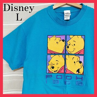 ディズニー(Disney)のDisney ディズニーTシャツtシャツ くまのプーさん 刺繍ロゴ アメリカ製(Tシャツ/カットソー(半袖/袖なし))