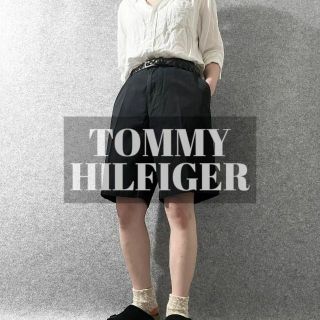 トミーヒルフィガー(TOMMY HILFIGER)の【トミーヒルフィガー】ワイド ルーズ チノ ショーツ ハーフパンツ 黒 W34(ショートパンツ)