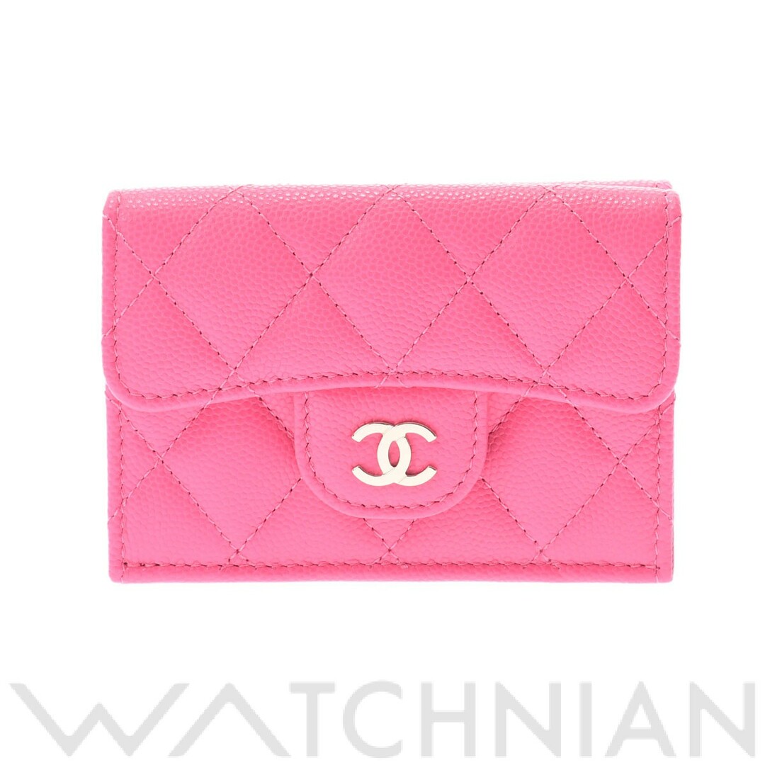 未使用 シャネル CHANEL AP0230 ランダム品番 レディース 三つ折り財布 マトラッセ ピンク /シルバー金具 グレインドカーフレザー