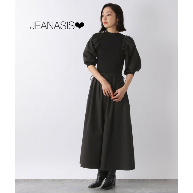 JEANASIS(ジーナシス)のJEANASIS ジーナシス 黒 半袖ワンピース ロングワンピース ロングワンピ レディースのワンピース(ロングワンピース/マキシワンピース)の商品写真