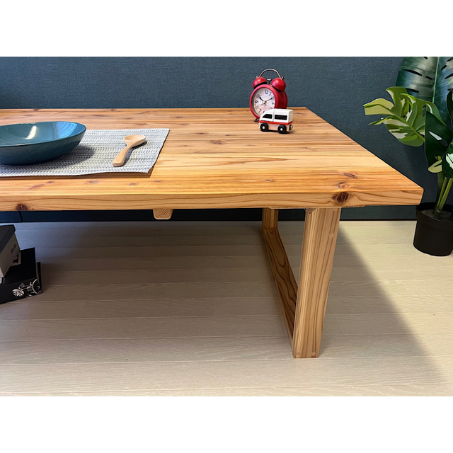 【送料無料】 ローテーブル 長方形 120cm 70cm 杉 折畳脚 木組 ロ脚