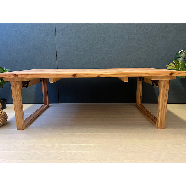 【送料無料】 ローテーブル 長方形 120cm 70cm 杉 折畳脚 木組 ロ脚