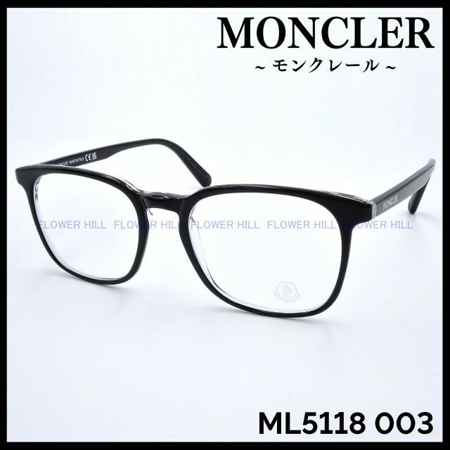 モンクレール ML5118 003 メガネ ブラック クリア ウェリントン