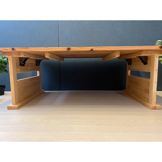 送料無料】 ローテーブル 長方形 120cm 70cm 杉 折畳脚 差込棚板の通販